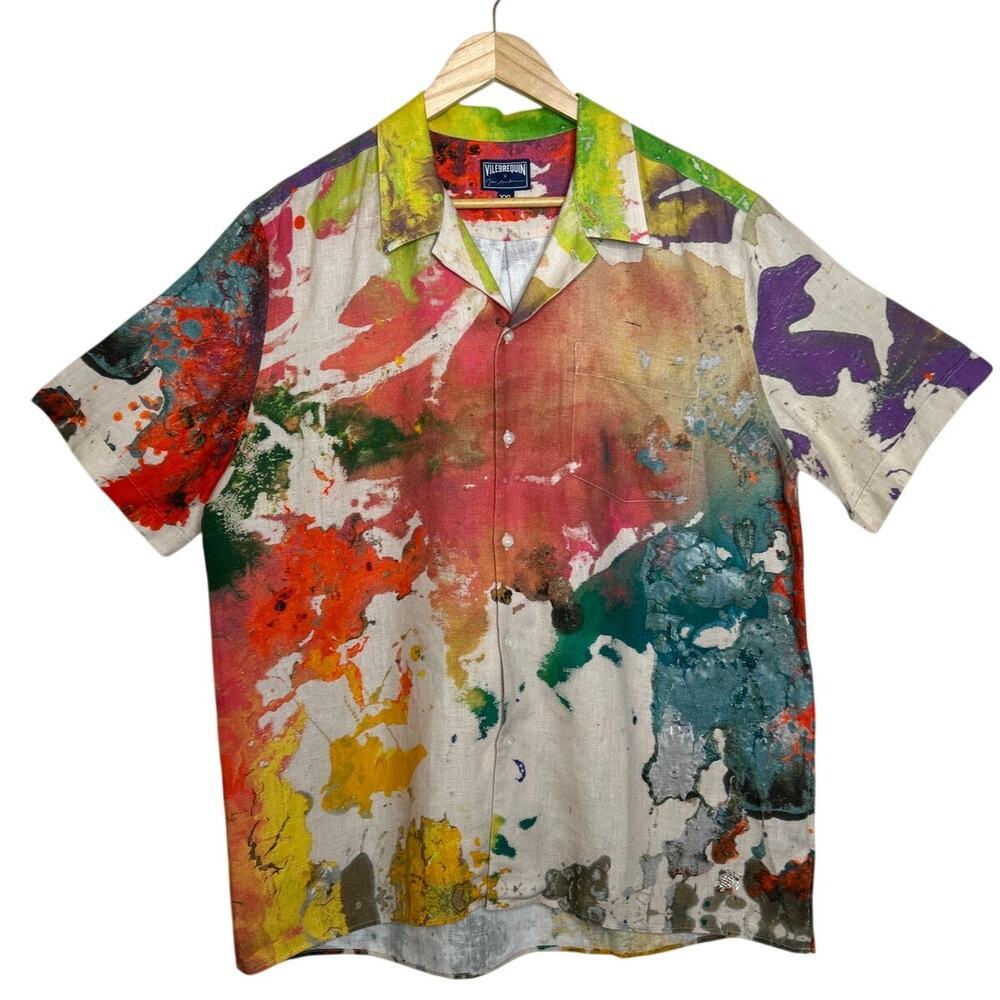 Vilebrequin x JRP Editions Men's XXL Multicolor 100%‎ Linen Camp Shirt
